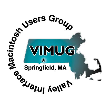 vimug logo, state of Mass over valley interface maintosh users group in a circl 